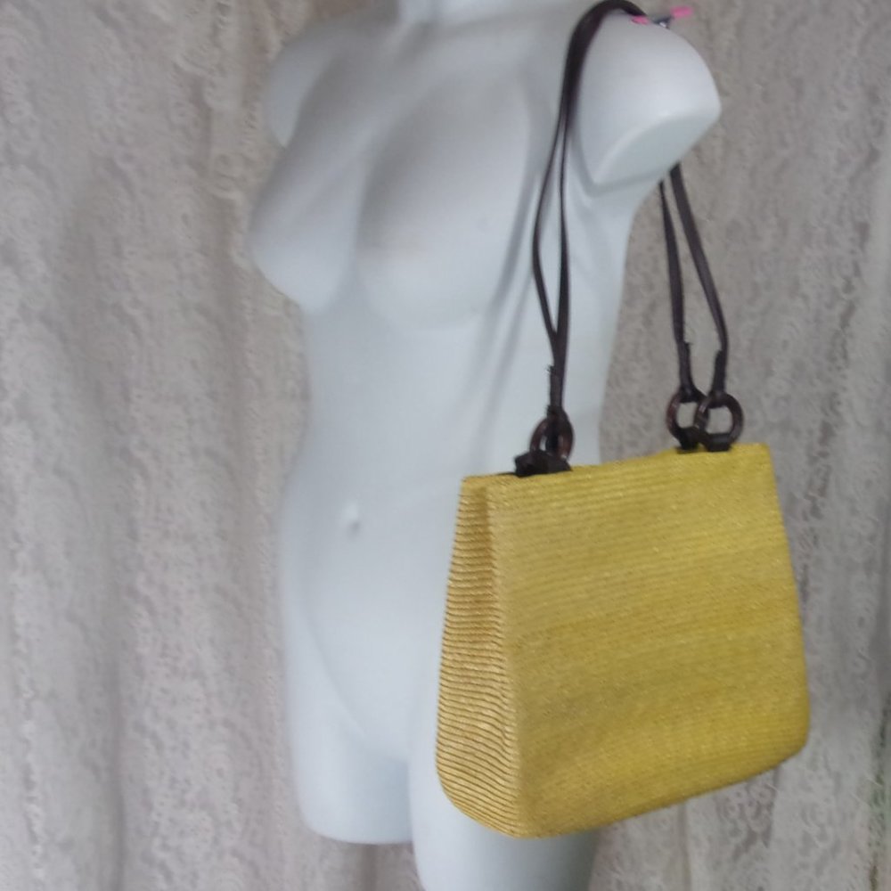 Fashion Summer Handbag Yellow Vegan Straw NWOT